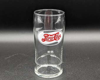 Vintage Pepsi:Cola 10 Oz. Double Dot Soda Fountain Glass With The Syrup Line