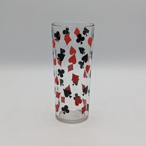 Playing Card Tall Tumbler Glass Cards Suits Poker Vintage