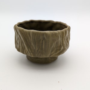 Vintage amerikansk bisque texturerad grön pedistalplanter