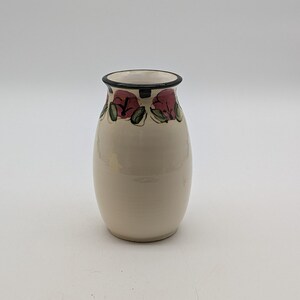Studio Pottery Vase with Floral Design Around the Top Rim Signed