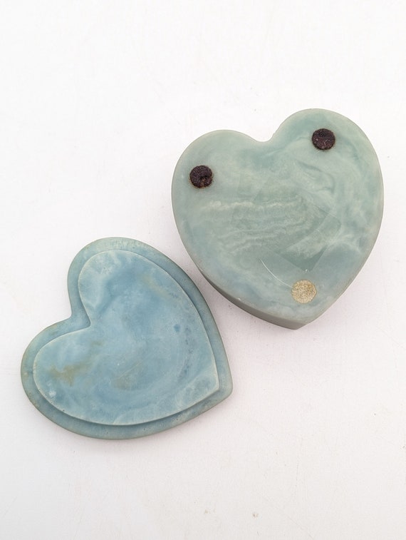 Design Gifts Blue Incolay Style Stone Heart Trink… - image 3
