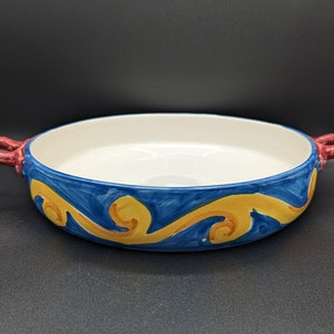 Sara Hand Made  Hand Painted 1.5&quot; Deep Quiche Dish Italy