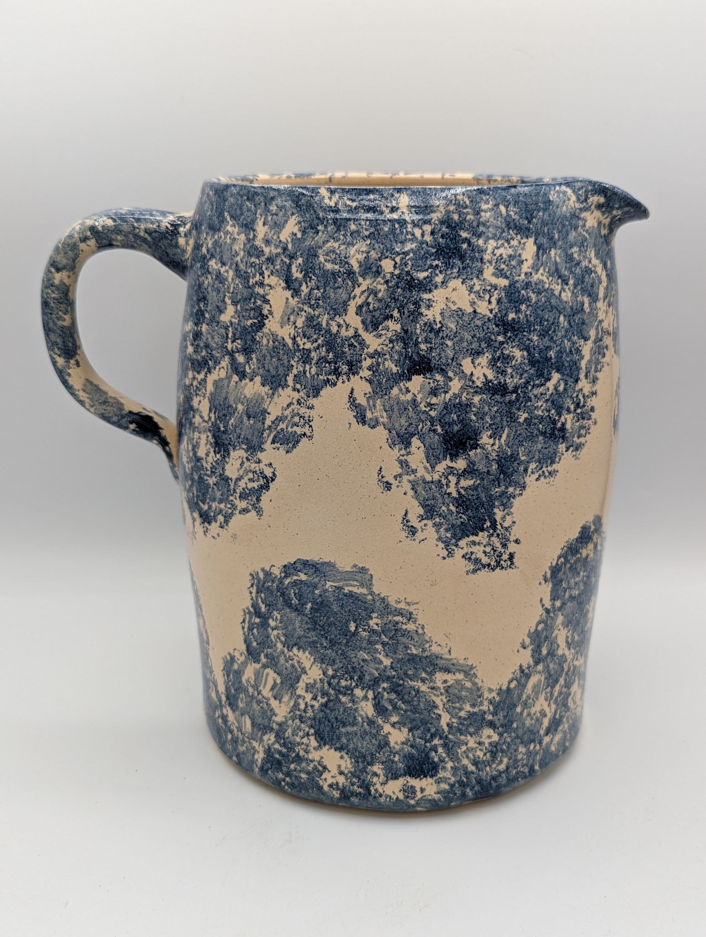 Wellcome Pitcher CMP Cobalt Spongeware Pottery Vintage 1991 Large