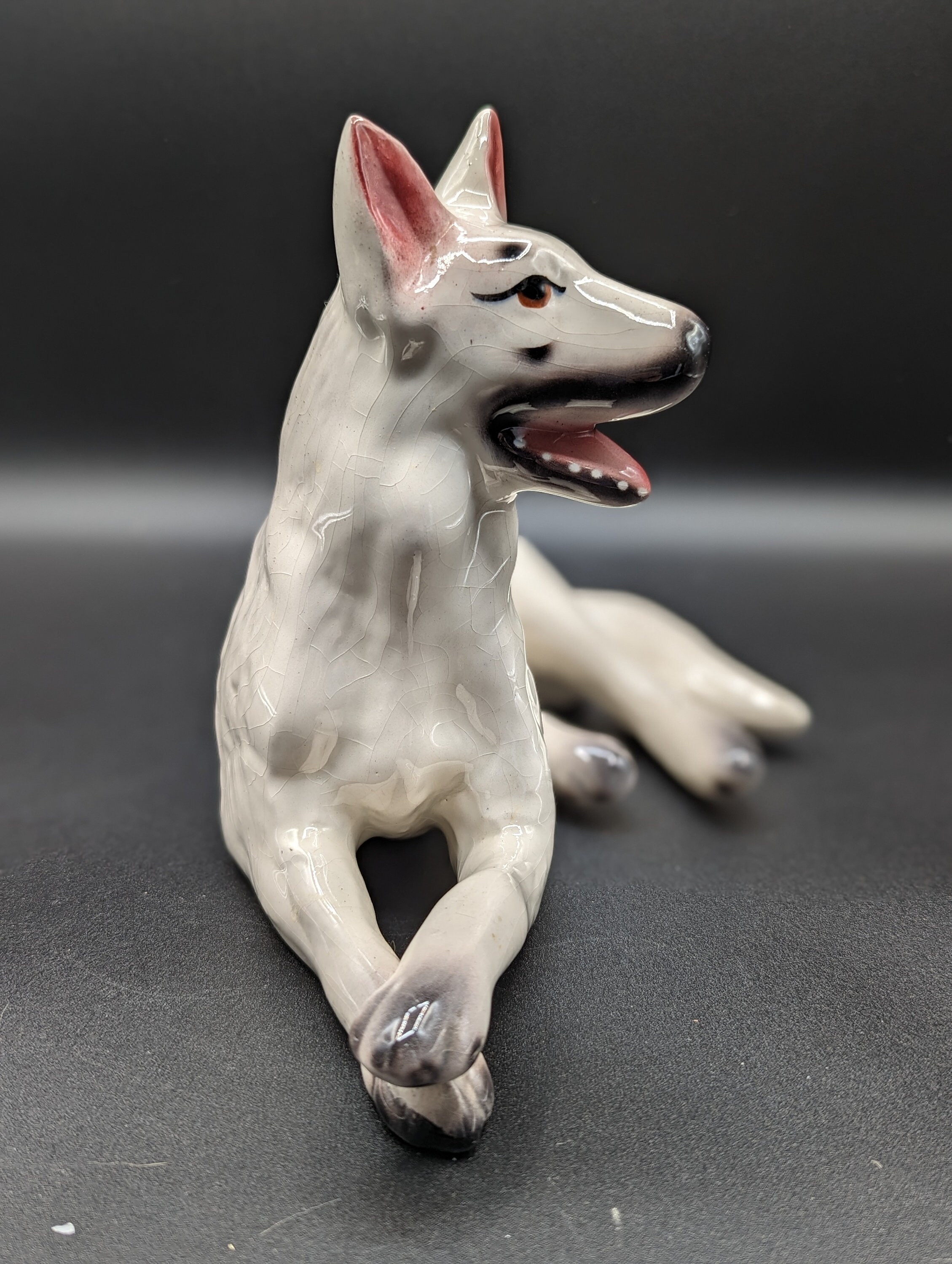 Vintage Ceramic White Shepherd Dog Figurine - Etsy