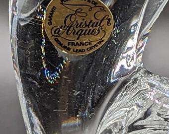 Cristal D'arques France Crystal Dolphin Figurine on Clear Glass