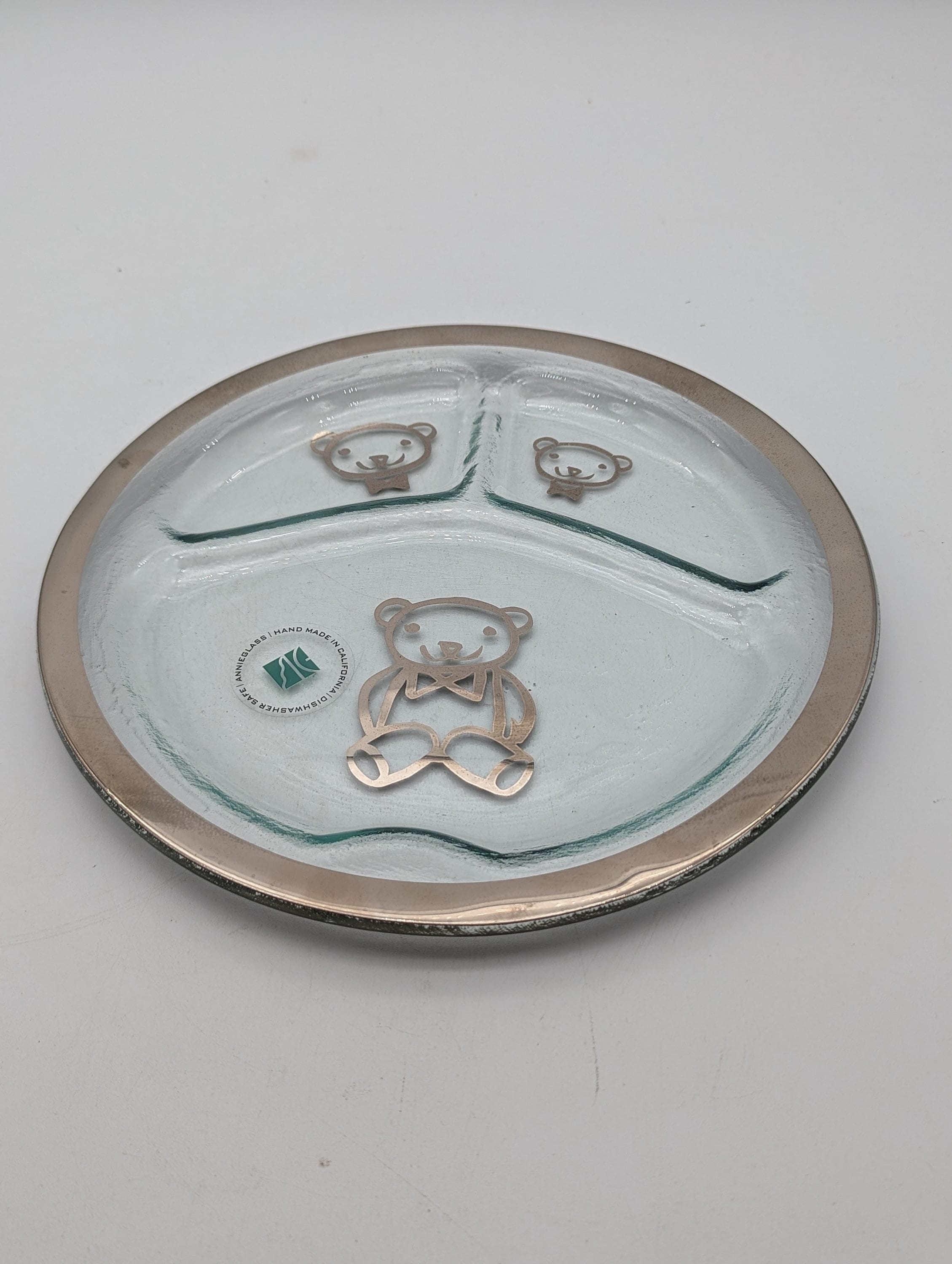 Mid Century Annieglass Style Square Curved Nut Dish With  Annieglass Fir Small Plate main image 2