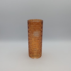 Amber Basket Weave Pattern Flash Colored Vase