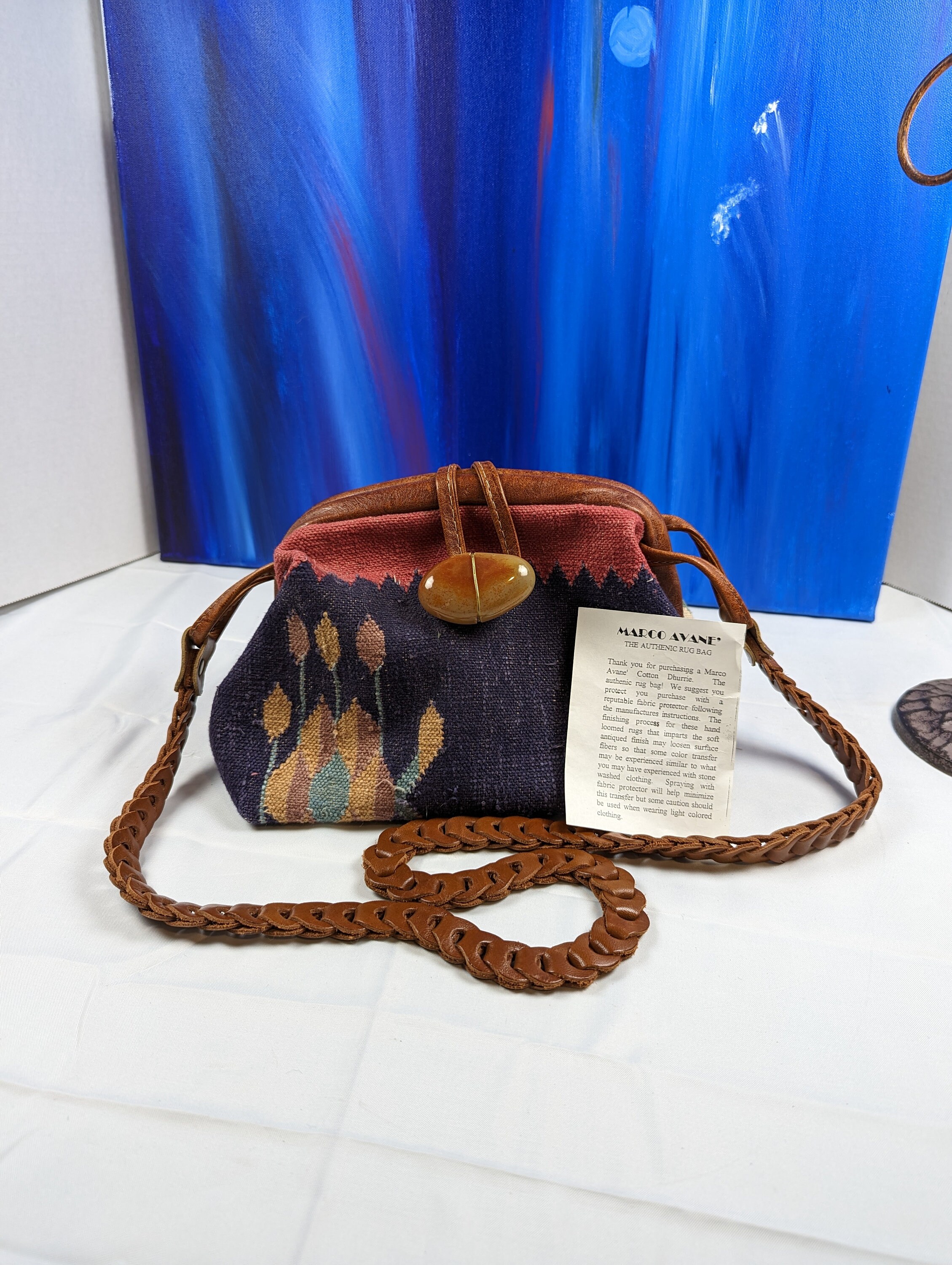 Vtg Marco Avane Woven Wool Rug Bucket Crossbody Bag Aztec Tribal Leather BOHO Etsy