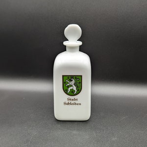 Vintage German Milk Glass Bottle with Glass Stopper