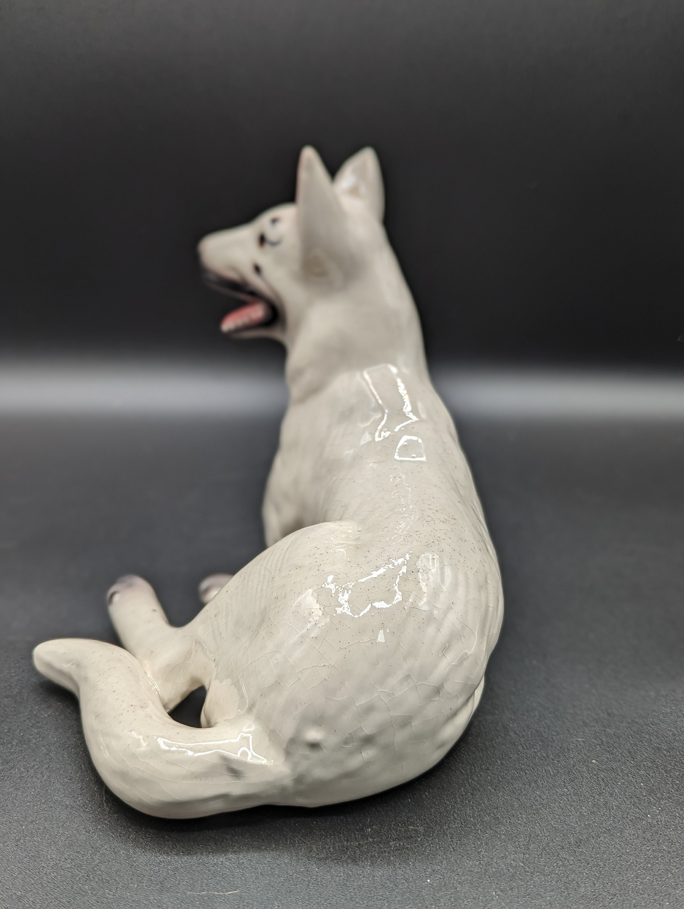 Vintage Ceramic White Shepherd Dog Figurine - Etsy