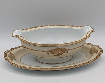 Noritake Penelope #4781 Gravy Boat with Attached Under Plate