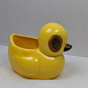 Vintage Yellow Big Eyed Baby Duck Duckling Planter Nursery Planter