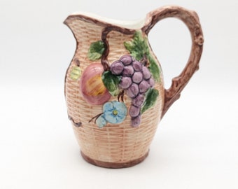 Pichet Fraise En Céramique Signé Bassano (Italie) - Vintage