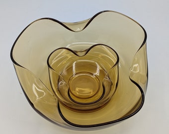 ヴィンテージ MCM アンカーホッキング アンバー チップ&ディップ