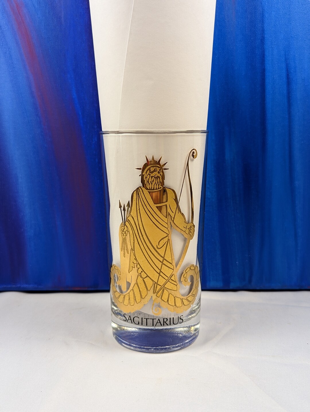 Vintage Anchor Hocking Zodiac Sagittarius Glass the Sign of the Archer