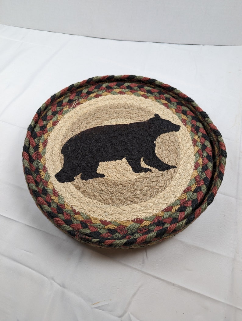 Earth Rugs 81 Cabin Bear Trivets in a Basket - Thumbnail 2