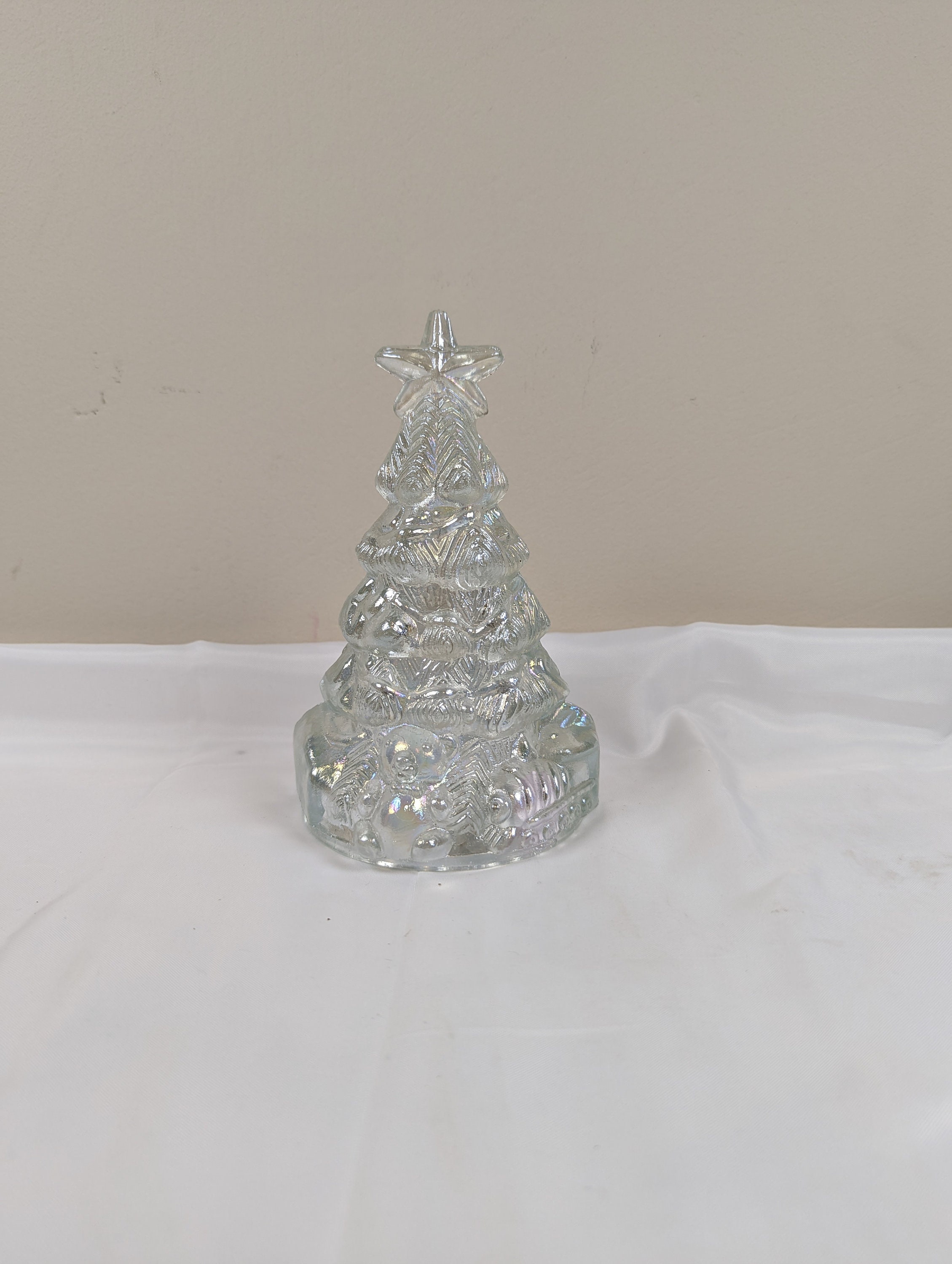 Vintage Iridescent Pressed Glass Christmas Tree 