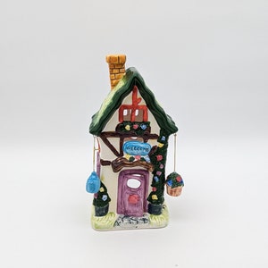 Ceramic Welcome Tea Light Candle House Ornate Home Decor 11&quot;H