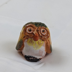 Vintage Owl Folk Art Enesco 1978 Owl Pottery Figure 1 3/8