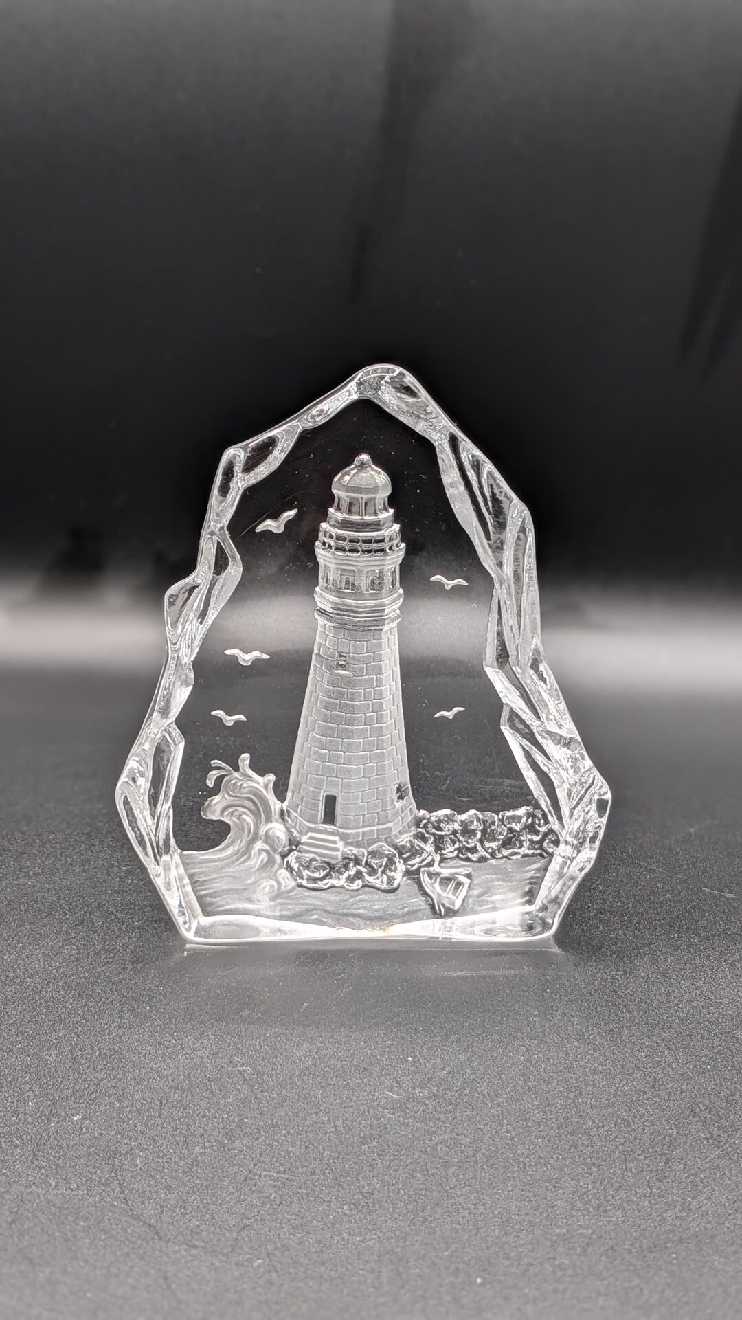 Vintage Etched Glass Reverse Relief Lighthouse Seascape Art - Etsy