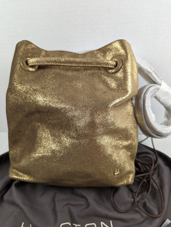 NWT Halston Heritage Bucket Gold Leather Cross Body Bag Etsy
