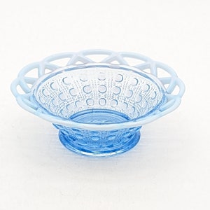 Vintage Imperial Katy Lace Opalescent Blue Pressed Glass Bowl