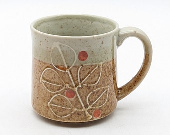 Vintage Otigari Stoneware Coffee Mug with Leaf Design