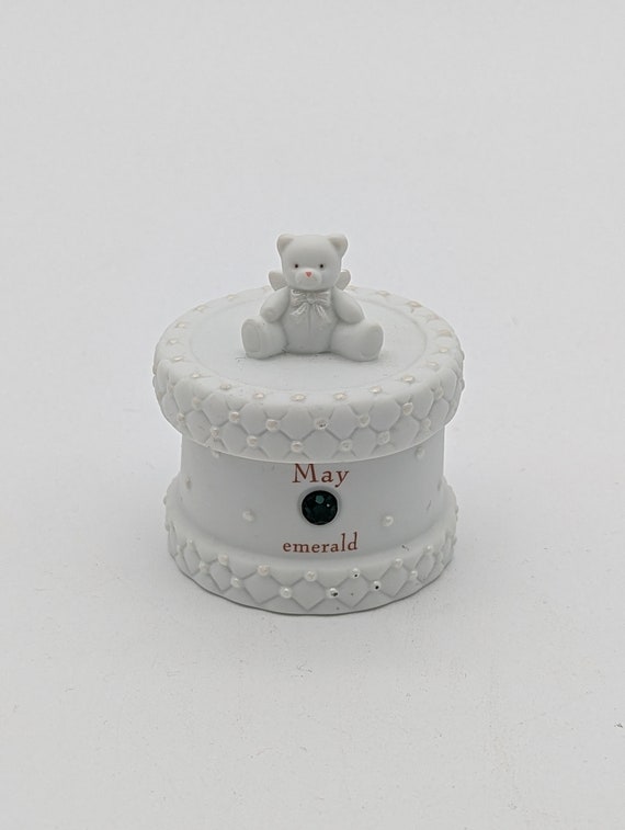 Russ Berrie Co. Porcelain Trinket Box Baby Bear Ma