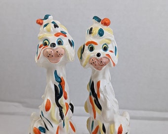 Handbemalter Bunter Pudel Hund Art Deco Salz und Pfefferstreuer 5 &quot;Japan