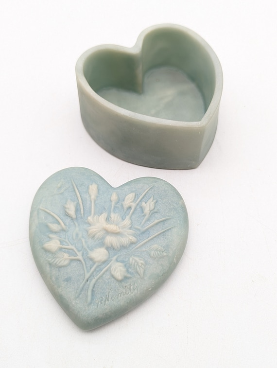 Design Gifts Blue Incolay Style Stone Heart Trink… - image 2