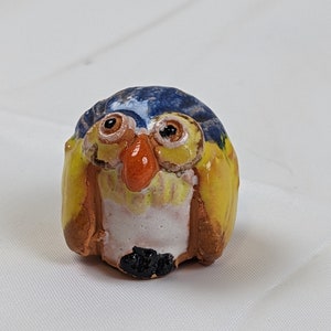 Vintage Owl Folk Art Enesco 1978 Owl Pottery Figure 1 3/8