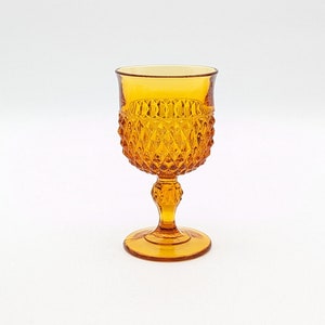 Indiana Glass Amber Whitehall Cubist Pedestal Goble Glass Vintage