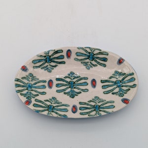 Beautiful Trinket Tray Made in Portugal Blue and Red Design