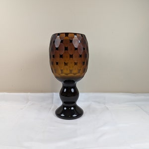 Vintage Murano Sommerso Style Cased Glass Vase Black Cut to Amber