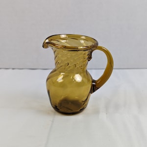 Vintage Hand Blown Amber Miniature Pitcher/Creamer