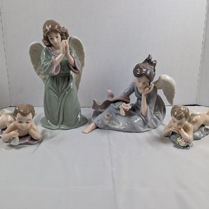 New Grandure Noel 2003 Porcelain Angels Cherubs Christmas 4 Piece Set