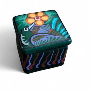 Mexican Talavera Pottery Hand Painted with a Bird Trinket Box