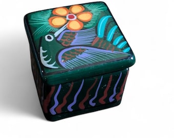 Mexican Talavera Pottery Hand Painted with a Bird Trinket Box