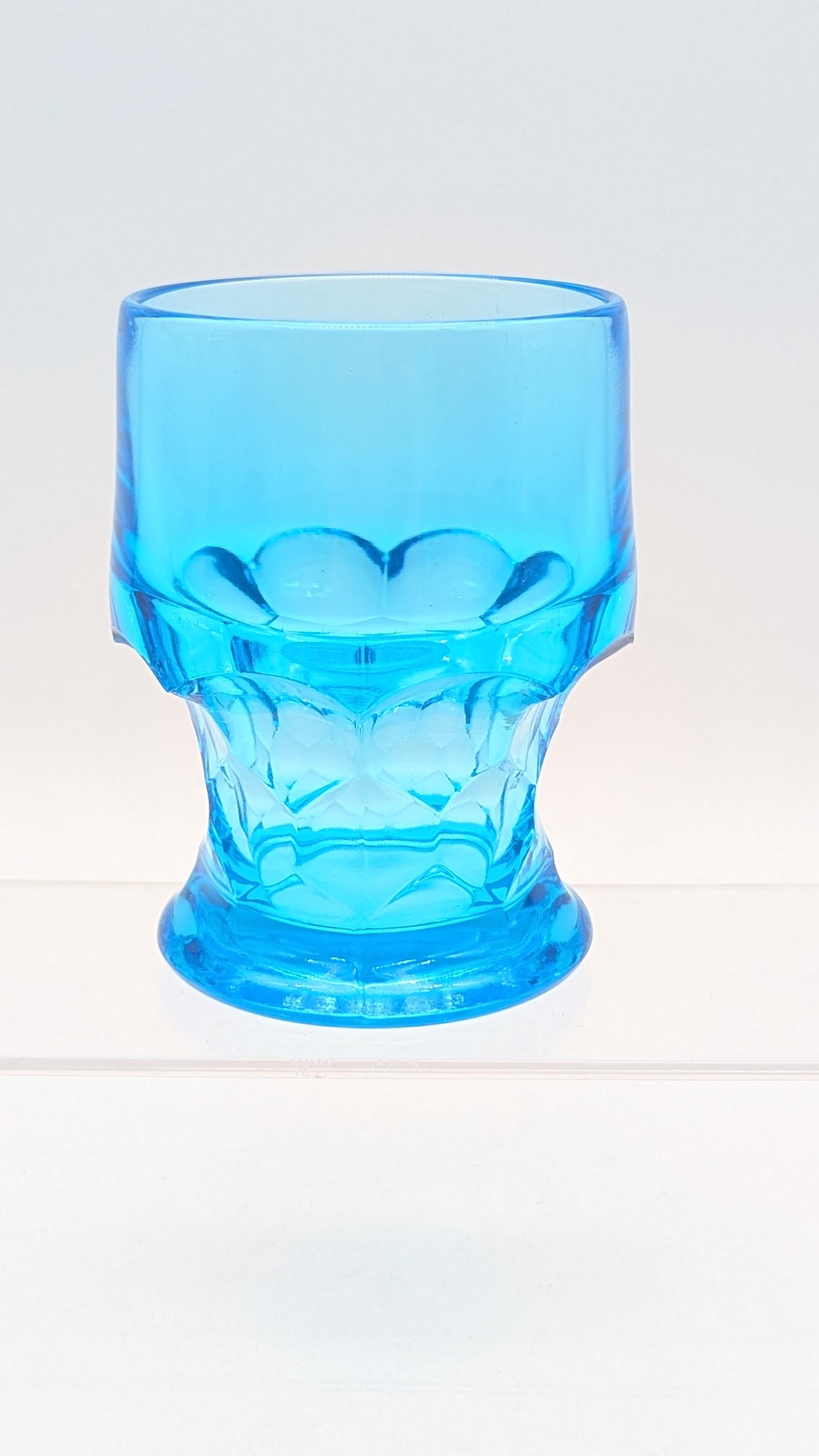 Vintage Viking Georgian Colonial Aqua Blue Honeycomb Juice Glasses