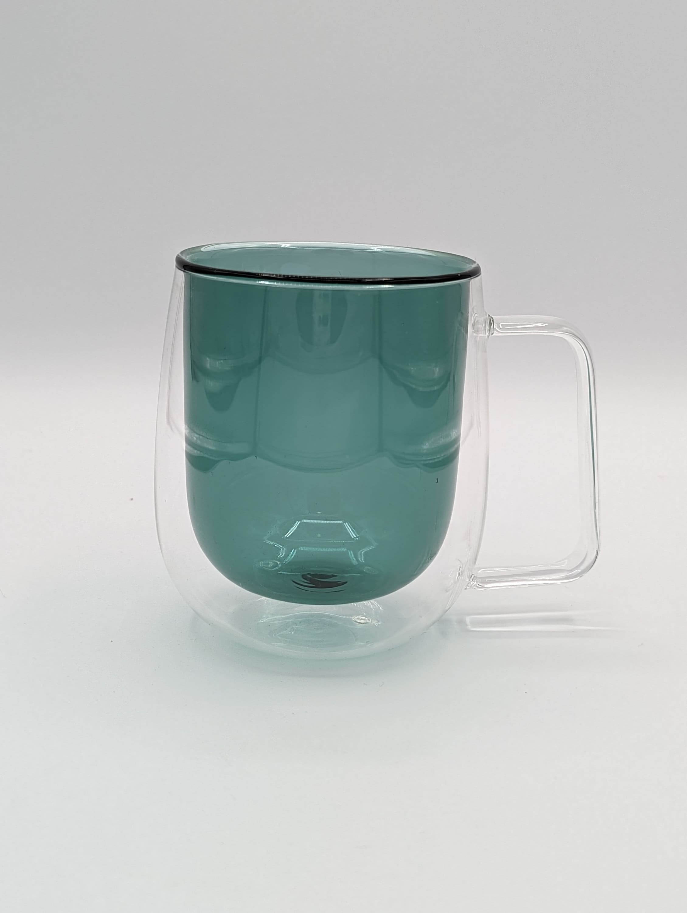 Reusable Double Wall Insulated Clear Glass Coffee Tea Mug with