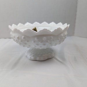 Fenton Vintage White Milk Glass 6 Candle Holder  Hobnail Vase #3872 MI
