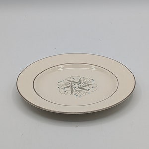HLC - Eggshell Cavalier Celeste Pattern Platinum Trimmed China Desert Plate