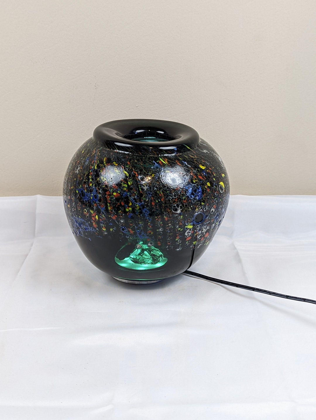 Richard Stauffer Contemporary Studio Art Glass Green With Confetti