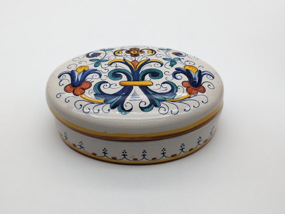 Mari Deruta Italian Ceramic Trinket Box Made in I… - image 1