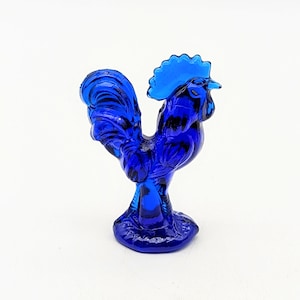 Vintage Small Cobalt Blue Rooster Figure