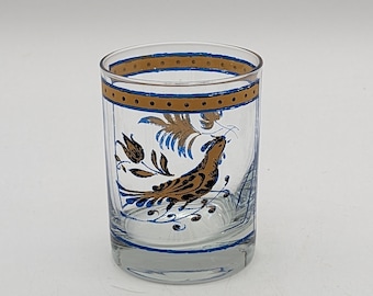 Vintage Georges Briard Double Whiskey Glass Pheasant and Plume