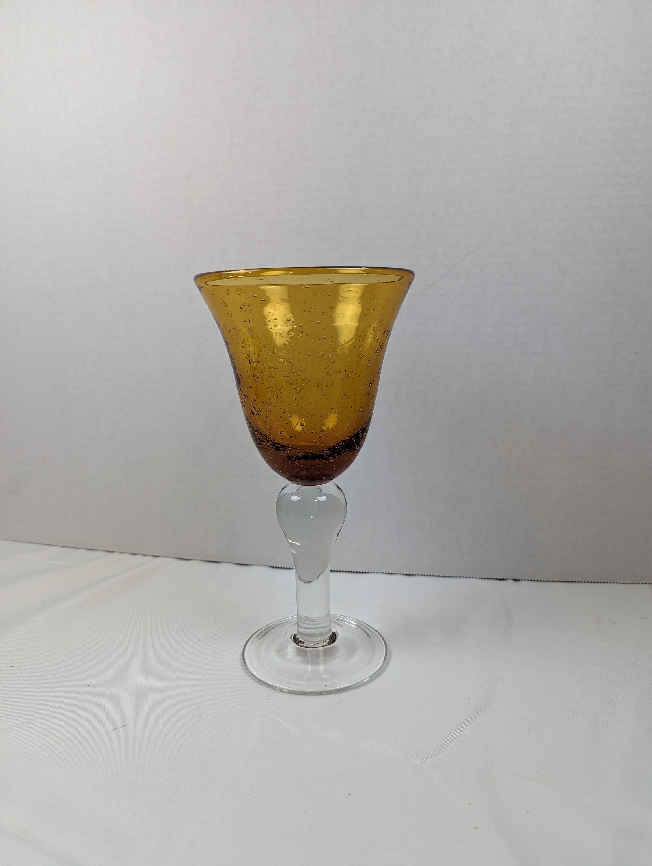 ARTLAND IRIS 8.25" Bubble Glass Water Goblets Wine Glasses Amber Colored