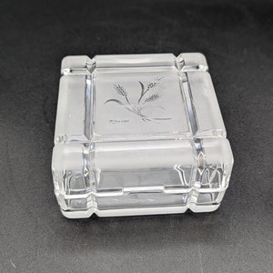 Trinket Box Lead Crystal Etched and Frosted with Wheat and Kansas