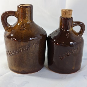 Brown Dryden Jug Salt and Pepper shakers #70 Ellsworth, KS