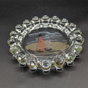 Boopie Bubble Dish Ashtray Clear with Hand Painted Windmill